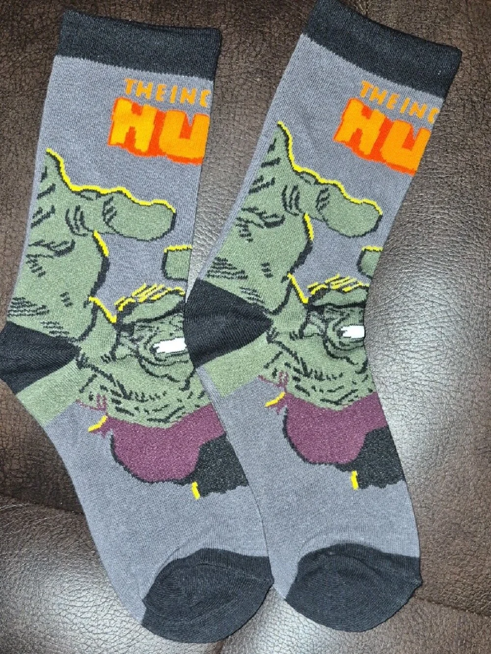 Incredible Hulk Graphic Crew Socks - Green & Gray